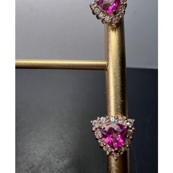 Pink topaz and zircon halo stud earrings in rose gold over sterling silver - Picture 3 of 10